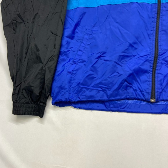 VTG Cheetah Windbreaker Jacket Men XL Blue BlackMesh Lined Hooded Long Sleeve - Picture 3 of 15